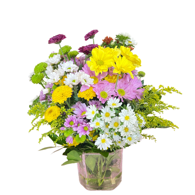 Arranjo de flores do campo em vaso