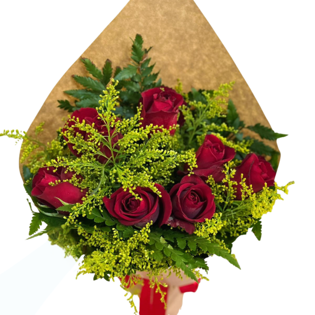 Buquê de rosas vermelhas em papel Kraft - Image 3